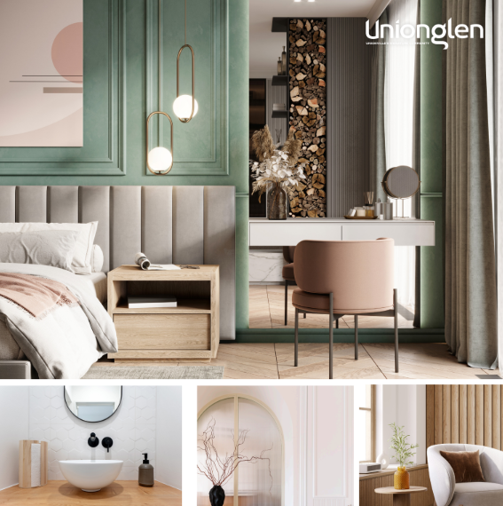 Unionglen by Madison furnished living room interior with modern furniture and stylish home design