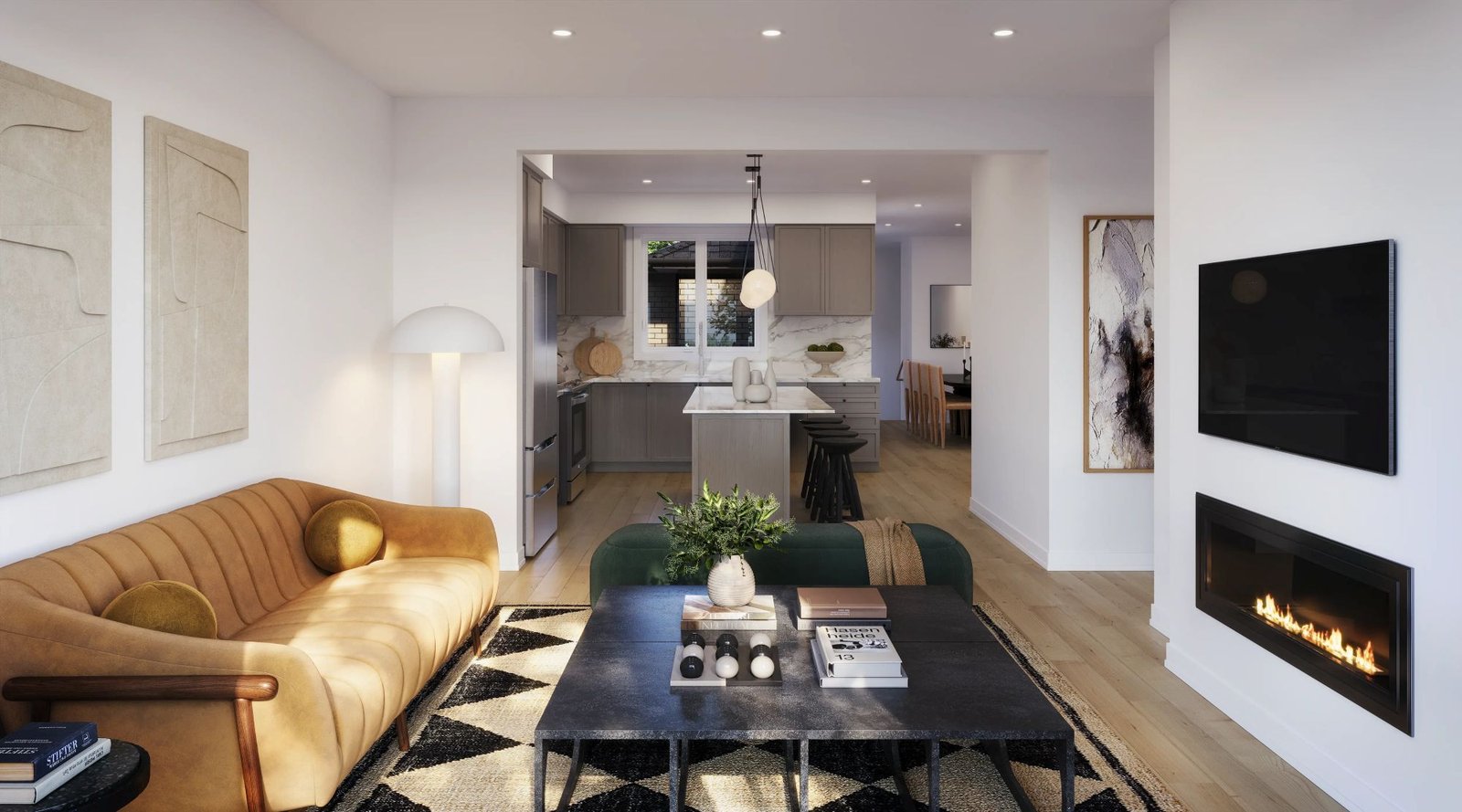 Unionglen by Madison Aura model great room interior with modern open-concept design